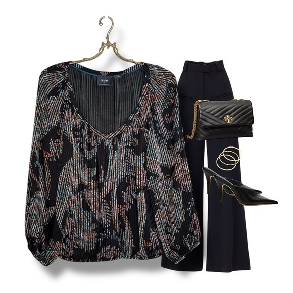 Anthropologie Tops - MAEVE BY ANTHROPOLOGIE Madeira Print
Burnout Black Multi Paisley Blouse SZ L